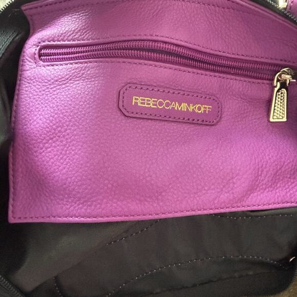Rebecca Minkoff Womens Bag Purple Black Nylon Travel Tote with Studs New - Picture 2 of 13